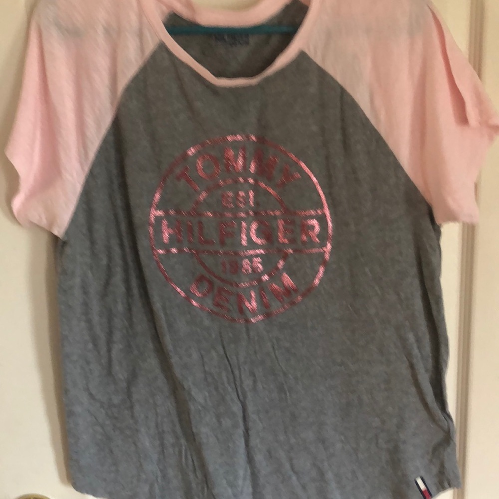 Tommy Hilfiger pink and gray Tshirt worn once